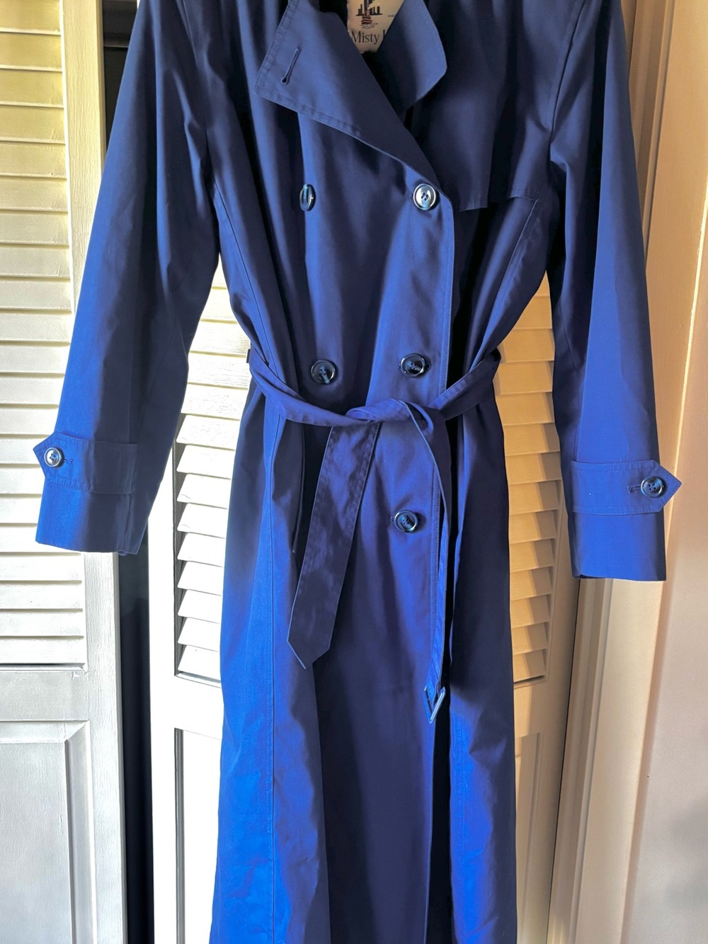 Vintage Misty Harbor Blue Trench Coat Classic 70’s Retro Classic